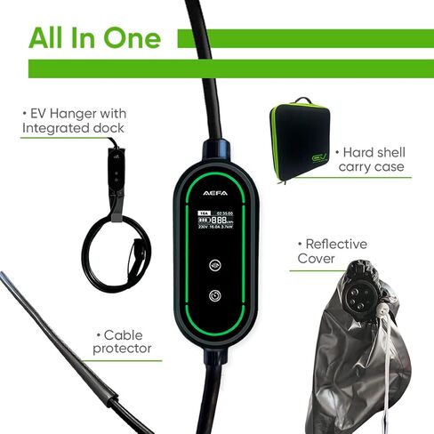 AEFA TOTALEV Adjustable Level 2 Charger NEMA 14-50, 240V, Up to 40 Amps - 25FT Length, EV Charging Cable, Portable Delayed Charging, LED Display, for All J1772 EV in Saudi Arabia