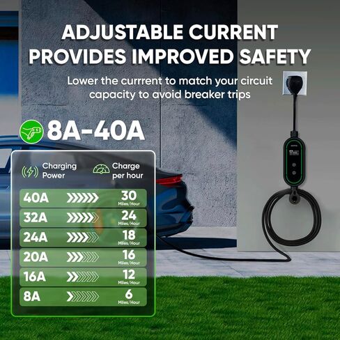 AEFA TOTALEV Adjustable Level 2 Charger NEMA 14-50, 240V, Up to 40 Amps - 25FT Length, EV Charging Cable, Portable Delayed Charging, LED Display, for All J1772 EV in Saudi Arabia