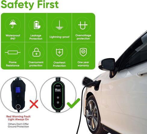AEFA TOTALEV Adjustable Level 2 Charger NEMA 14-50, 240V, Up to 40 Amps - 25FT Length, EV Charging Cable, Portable Delayed Charging, LED Display, for All J1772 EV in Saudi Arabia