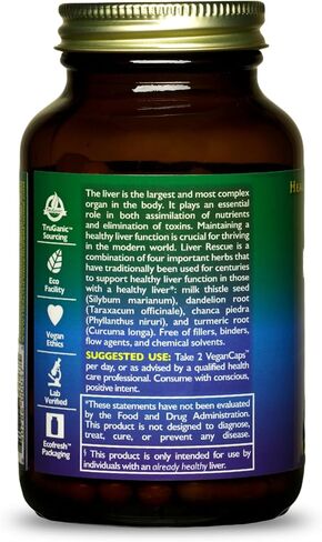 HEALTHFORCE SUPERFOODS Liver Rescue - Natural Liver Cleanse - Liver Health Formula with Milk Thistle & Dandelion Root - Gluten-Free & Vegan - 60 Capsules in Kuwait
