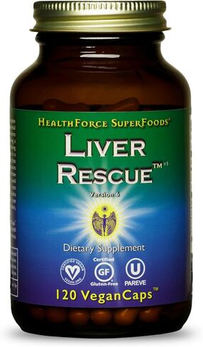 HEALTHFORCE SUPERFOODS Liver Rescue - Natural Liver Cleanse - Liver Health Formula with Milk Thistle & Dandelion Root - Gluten-Free & Vegan - 60 Capsules in Kuwait