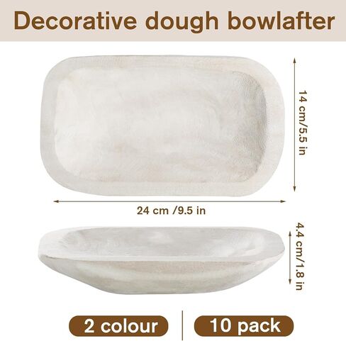Amyhill 10 Pieces Wood Dough Bowl Rustic Bowl Bulk Vintage Wooden Dough Bowls Hand Carved Paulownia Bowls for Home Farmhouse Dining Holding Candles Making Bread Dough Fruits Supplies Decoration in Saudi Arabia