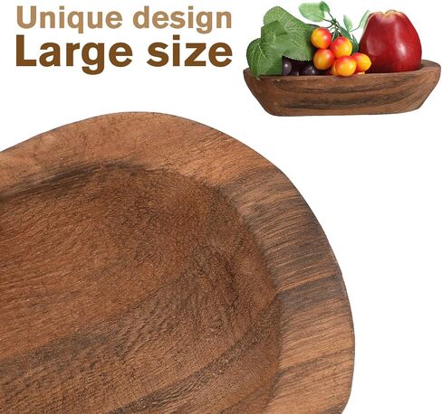 Amyhill 10 Pieces Wood Dough Bowl Rustic Bowl Bulk Vintage Wooden Dough Bowls Hand Carved Paulownia Bowls for Home Farmhouse Dining Holding Candles Making Bread Dough Fruits Supplies Decoration in Saudi Arabia