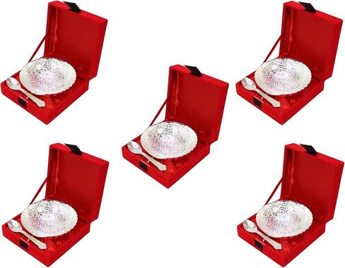 NOBILITY Bowl Spoon Set Silver Plated Dry Fruits Dessert Serving Sets for Diwali Wedding Return Gift Items Friends Family Home Decorative Corporate Gifts 6 Sets in Saudi Arabia