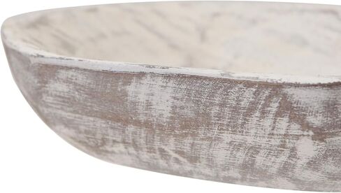 NIKKY HOME Hand Carved Dough Bowls, Natural Paulownia Wood Round Serving Bowl Decorative Wooden Tray, White in Kuwait
