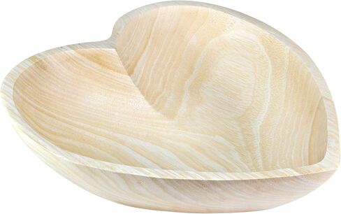 AeraVida Vintage Heart Shaped Natural White Tamarind Wood Hand Carved Plate Bowl | Decorative Wooden Kitchen Fruit Bowl in Saudi Arabia