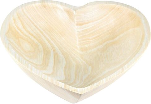 AeraVida Vintage Heart Shaped Natural White Tamarind Wood Hand Carved Plate Bowl | Decorative Wooden Kitchen Fruit Bowl in Saudi Arabia