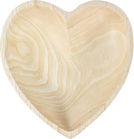AeraVida Vintage Heart Shaped Natural White Tamarind Wood Hand Carved Plate Bowl | Decorative Wooden Kitchen Fruit Bowl in Saudi Arabia