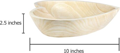 AeraVida Vintage Heart Shaped Natural White Tamarind Wood Hand Carved Plate Bowl | Decorative Wooden Kitchen Fruit Bowl in Saudi Arabia