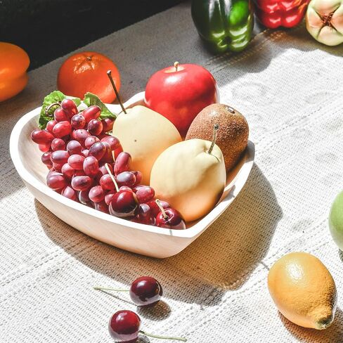 AeraVida Vintage Heart Shaped Natural White Tamarind Wood Hand Carved Plate Bowl | Decorative Wooden Kitchen Fruit Bowl in Saudi Arabia