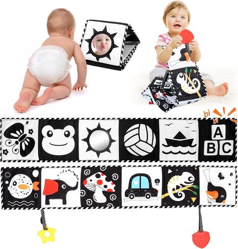 ODDPC [New] Black and White Baby Toys, Tummy time Toys, High Contrast Newborn Toys 0-6 Months Brain Development,Soft Baby Book, 0-6Months Auditory and Visual Stimulation Montessori Toy Gift in Saudi Arabia