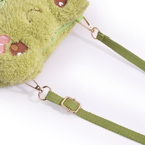 حقيبة كروس لطيفة على شكل ضفدع من القطيفة مع حزام قابل للتعديل، حقيبة كتف للنساء والفتيات كاواي على شكل حيوانات كرتونية in Kuwait