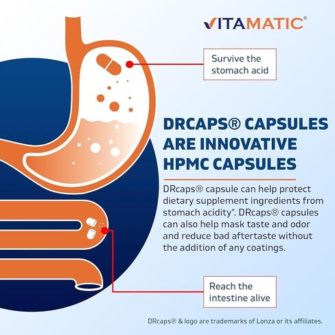 Vitamatic Bacillus Subtilis 10 Billion per DR Capsule - 60 Count - Digestive, Gut & Immune Health Support - Made with Prebiotic Inulin Fiber in Saudi Arabia