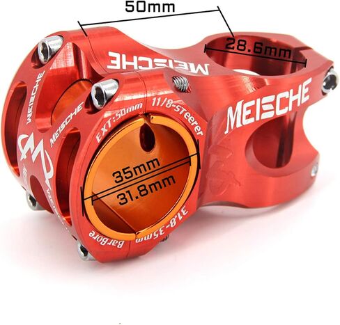 MEISCHE Upgraded MTB Stem, 50mm Enduro Bicycle Stem for 31.8 or 35mm Bar Clamp,CNC 3D Forged AL Handlebar Stem Riser for Mountain Bike in Saudi Arabia