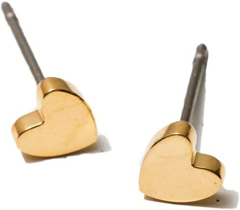 Tini Lux | Hypoallergenic Earrings | Titanium Priya Heart Studs | Gold | Titanium Stud Earrings for Women | Earrings Studs, Sensitive Ears, Trendy Womens Earring Set in Saudi Arabia