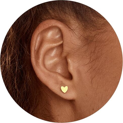 Tini Lux | Hypoallergenic Earrings | Titanium Priya Heart Studs | Gold | Titanium Stud Earrings for Women | Earrings Studs, Sensitive Ears, Trendy Womens Earring Set in Saudi Arabia