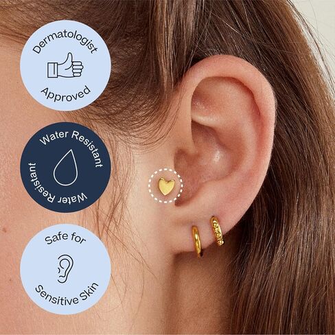 Tini Lux | Hypoallergenic Earrings | Titanium Priya Heart Studs | Gold | Titanium Stud Earrings for Women | Earrings Studs, Sensitive Ears, Trendy Womens Earring Set in Saudi Arabia
