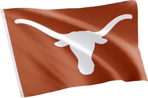 لافتات علم جامعة تكساس الصحراوية ذات القرون الطويلة UT Austin أعلام 100% بوليستر للاستخدام الداخلي والخارجي 3×5 (النمط 2) in Saudi Arabia