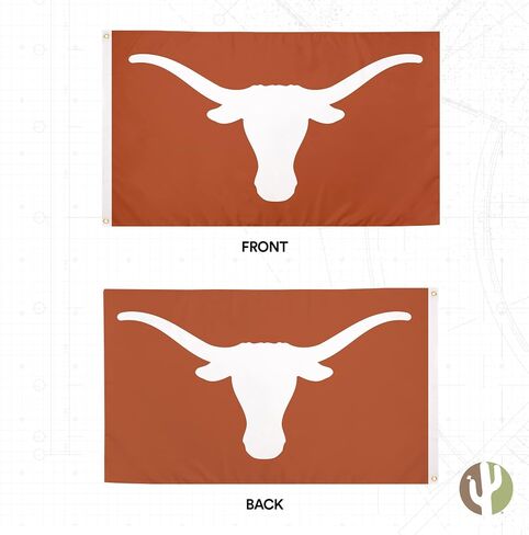 لافتات علم جامعة تكساس الصحراوية ذات القرون الطويلة UT Austin أعلام 100% بوليستر للاستخدام الداخلي والخارجي 3×5 (النمط 2) in Saudi Arabia