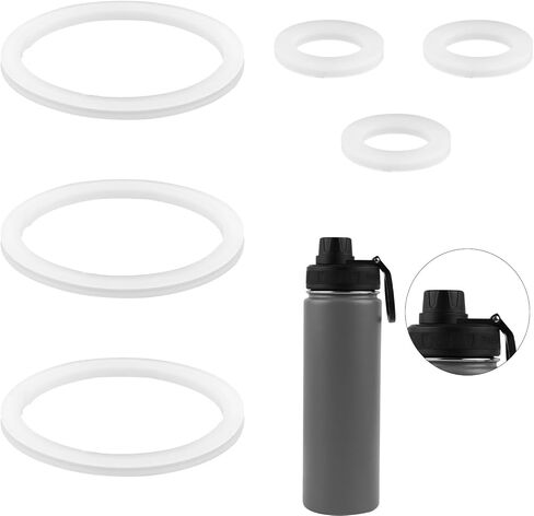 6pcs Stainless Steel Water Bottle Gasket Replacement for DRINCO 14/18/22/32/40/64oz, Silicone Spout Lid Sealing Rings & Water Bottle Spout Lid Gaskets for DRINCO Chug Lids in Kuwait