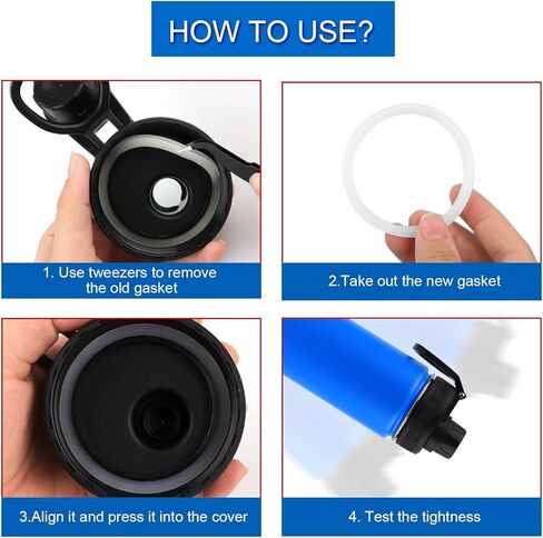 6pcs Stainless Steel Water Bottle Gasket Replacement for DRINCO 14/18/22/32/40/64oz, Silicone Spout Lid Sealing Rings & Water Bottle Spout Lid Gaskets for DRINCO Chug Lids in Kuwait
