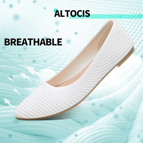 ALTOCIS إمرأة متماسكة الباليه الشقق السيدات مريحة أشار تو أنيق أحذية عادية لينة حذاء مسطح راقصة الباليه المشي أحذية مسطحة in Kuwait