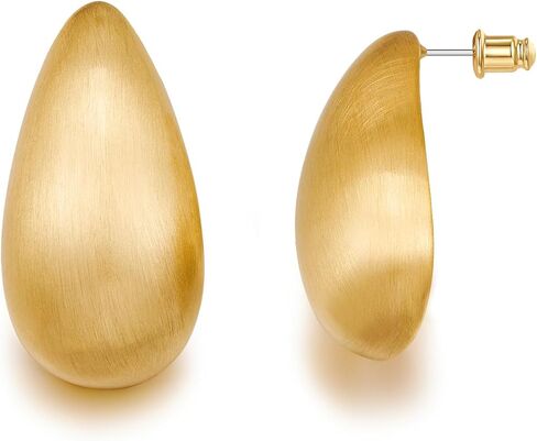 Gold Silver Drop Stud Earrings Minimalist Lightweight Chunky Earrings for Women Daily Jewelry in Saudi Arabia