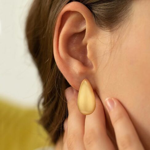 Gold Silver Drop Stud Earrings Minimalist Lightweight Chunky Earrings for Women Daily Jewelry in Saudi Arabia
