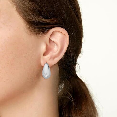 Gold Silver Drop Stud Earrings Minimalist Lightweight Chunky Earrings for Women Daily Jewelry in Saudi Arabia