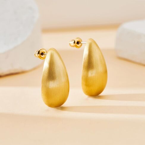 Gold Silver Drop Stud Earrings Minimalist Lightweight Chunky Earrings for Women Daily Jewelry in Saudi Arabia