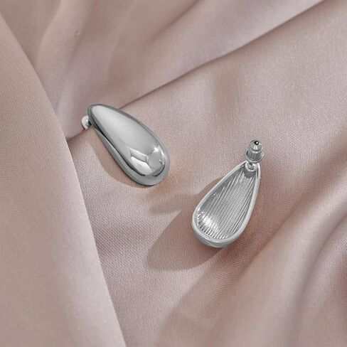 Gold Silver Drop Stud Earrings Minimalist Lightweight Chunky Earrings for Women Daily Jewelry in Saudi Arabia