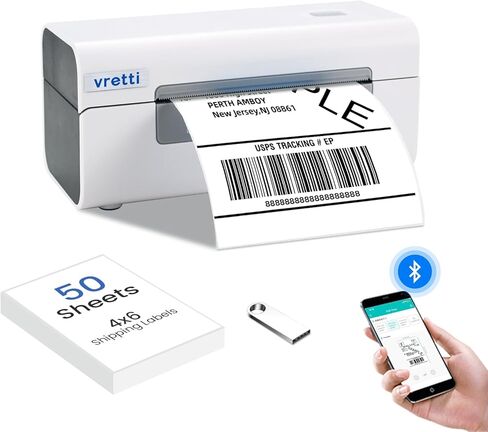 vretti Bluetooth Thermal Label Printer, 4x6 Shipping Label Printer, Wireless Label Printer for Shipping Packages & Small Business Compatible with iPhone Android Window Mac USPS UPS Amazon in Saudi Arabia