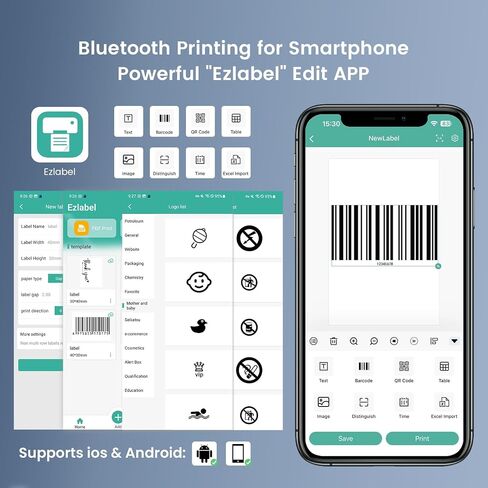 vretti Bluetooth Thermal Label Printer, 4x6 Shipping Label Printer, Wireless Label Printer for Shipping Packages & Small Business Compatible with iPhone Android Window Mac USPS UPS Amazon in Saudi Arabia