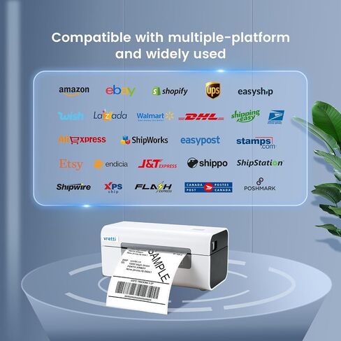 vretti Bluetooth Thermal Label Printer, 4x6 Shipping Label Printer, Wireless Label Printer for Shipping Packages & Small Business Compatible with iPhone Android Window Mac USPS UPS Amazon in Saudi Arabia