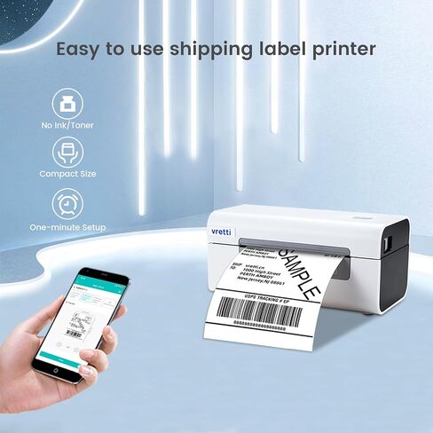 vretti Bluetooth Thermal Label Printer, 4x6 Shipping Label Printer, Wireless Label Printer for Shipping Packages & Small Business Compatible with iPhone Android Window Mac USPS UPS Amazon in Saudi Arabia