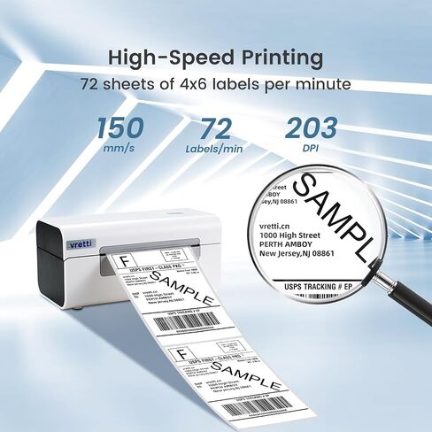 vretti Bluetooth Thermal Label Printer, 4x6 Shipping Label Printer, Wireless Label Printer for Shipping Packages & Small Business Compatible with iPhone Android Window Mac USPS UPS Amazon in Saudi Arabia