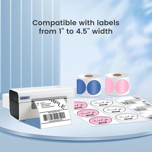 vretti Bluetooth Thermal Label Printer, 4x6 Shipping Label Printer, Wireless Label Printer for Shipping Packages & Small Business Compatible with iPhone Android Window Mac USPS UPS Amazon in Saudi Arabia