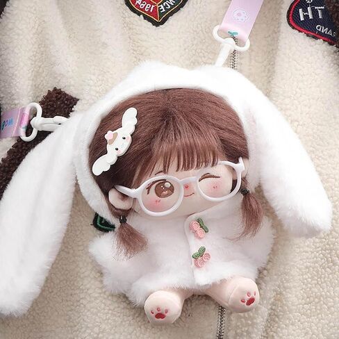 niannyyhouse 20cm Plush Doll Clothes Rabbit Bear Coat Glasses Satchel 8in Doll Dress Up (Brown) in Saudi Arabia
