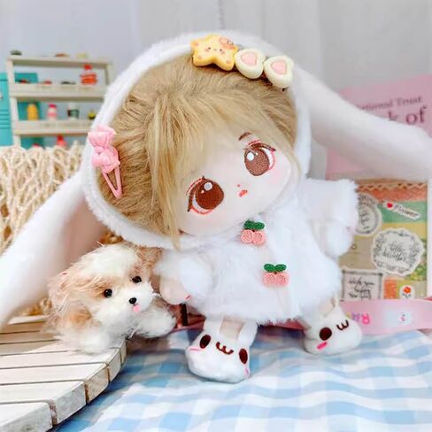 niannyyhouse 20cm Plush Doll Clothes Rabbit Bear Coat Glasses Satchel 8in Doll Dress Up (Brown) in Saudi Arabia