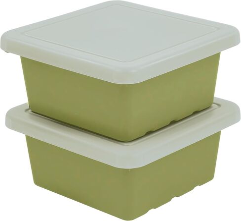ECR4Kids Square Bin with Lid, Storage Containers, Hunter Green, 4-Pack in Saudi Arabia