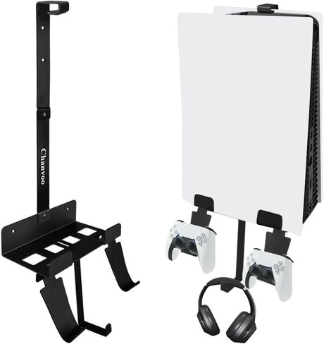 Chanvoo Metal PS5 Wall Mount, Behind TV Wall Holder Bracket Kit Compatible with Playstation 5 Disc & Digital Edition Console - Not for PS5 Slim (Black) in Saudi Arabia