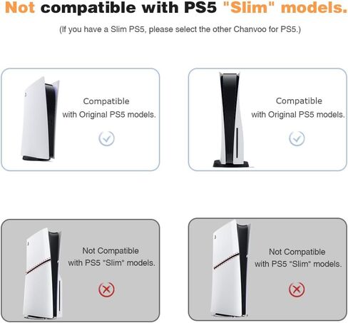 Chanvoo Metal PS5 Wall Mount, Behind TV Wall Holder Bracket Kit Compatible with Playstation 5 Disc & Digital Edition Console - Not for PS5 Slim (Black) in Saudi Arabia