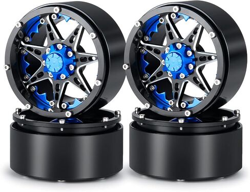 SWX 2.2 inch Wheel Rim 4pcs Beadlock Wheel Hub for 1/10 RC Rock Crawler Car Axial SCX10 90046 TRX4 Upgrade Parts (Blue) in Saudi Arabia