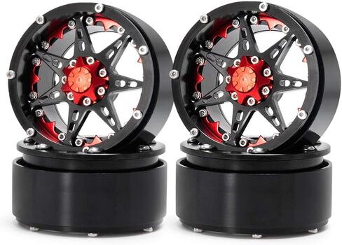 SWX 2.2 بوصة عجلة حافة 4 قطع Beadlock محور العجلة لـ 1/10 RC Rock Crawler Car محوري SCX10 90046 TRX4 ترقية أجزاء (أزرق) in Kuwait