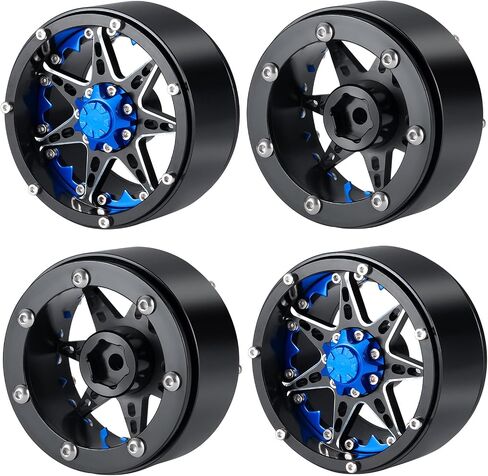 SWX 2.2 inch Wheel Rim 4pcs Beadlock Wheel Hub for 1/10 RC Rock Crawler Car Axial SCX10 90046 TRX4 Upgrade Parts (Blue) in Saudi Arabia
