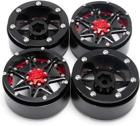 SWX 2.2 بوصة عجلة حافة 4 قطع Beadlock محور العجلة لـ 1/10 RC Rock Crawler Car محوري SCX10 90046 TRX4 ترقية أجزاء (أزرق) in Kuwait