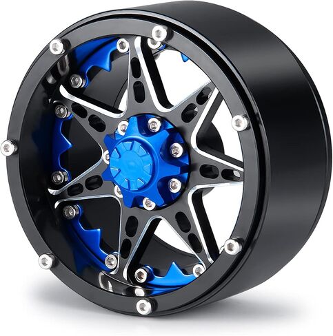 SWX 2.2 inch Wheel Rim 4pcs Beadlock Wheel Hub for 1/10 RC Rock Crawler Car Axial SCX10 90046 TRX4 Upgrade Parts (Blue) in Saudi Arabia