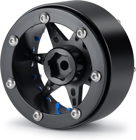 SWX 2.2 inch Wheel Rim 4pcs Beadlock Wheel Hub for 1/10 RC Rock Crawler Car Axial SCX10 90046 TRX4 Upgrade Parts (Blue) in Saudi Arabia