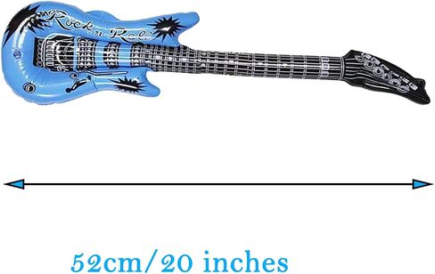 12 Pieces Inflatable Guitar - 80s 90s Party Favors Decorations Stage 20 Inch Plastic Colorful Guitar - Christmas Halloween Birthday Party Gifts Supplies Carnival Photo Booth Props in Saudi Arabia