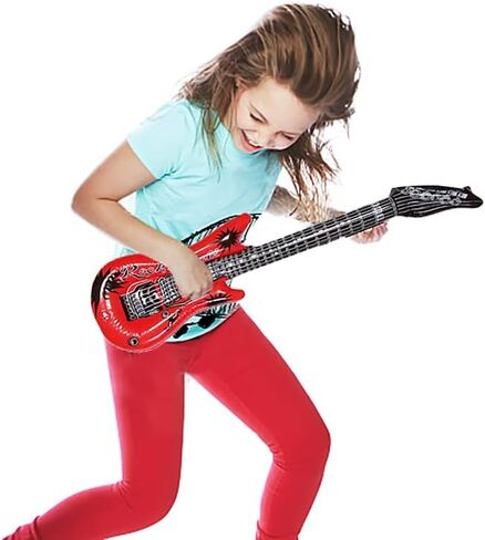 12 Pieces Inflatable Guitar - 80s 90s Party Favors Decorations Stage 20 Inch Plastic Colorful Guitar - Christmas Halloween Birthday Party Gifts Supplies Carnival Photo Booth Props in Saudi Arabia